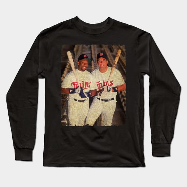 Kirby Puckett and Kent Hrbek in Minnesota Twins Long Sleeve T-Shirt by SOEKAMPTI